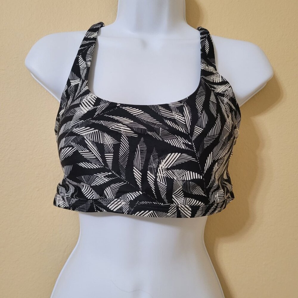 PrAna Womens Black & White Strappy Sports‎ Bra M Gym Workout Yoga Active